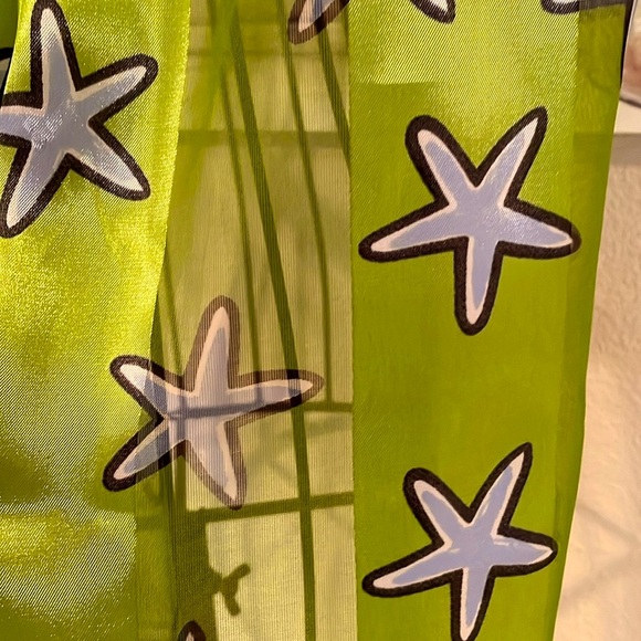 Blue Starfish on Bright Green Background Scarf by Silk Feel - Picture 3 of 4